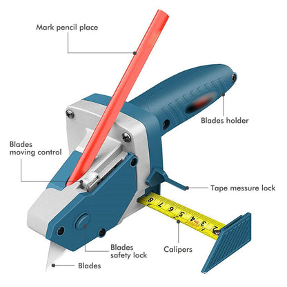 Multifunctional Gypsum Board Cutter with Measuring Tape and Marking Pencil, Gun-Style Handheld Tool for Cutting Drywall, Foam Board, KT Board and Cardboard in Renovation and DIY Craft Projects (Drywall Cutter (with 5 Blades))