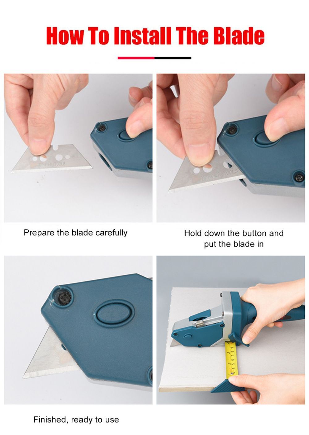Multifunctional Gypsum Board Cutter with Measuring Tape and Marking Pencil, Gun-Style Handheld Tool for Cutting Drywall, Foam Board, KT Board and Cardboard in Renovation and DIY Craft Projects (Drywall Cutter (with 5 Blades))