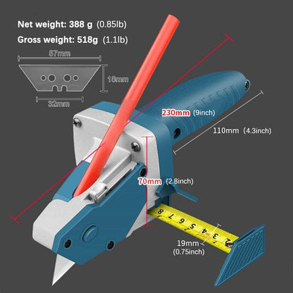 Multifunctional Gypsum Board Cutter with Measuring Tape and Marking Pencil, Gun-Style Handheld Tool for Cutting Drywall, Foam Board, KT Board and Cardboard in Renovation and DIY Craft Projects (Drywall Cutter (with 5 Blades))