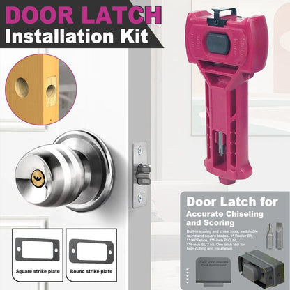 Multi-Function Door Lock Installation Chisel Tool with Interchangeable Scoring Blades, Wood Chisel, Screwdriver Bits and 90° Positioning Bracket for Precise Mortise Marking and Hardware Fitting (Green)
