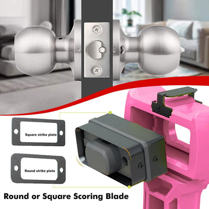 Multi-Function Door Lock Installation Chisel Tool with Interchangeable Scoring Blades, Wood Chisel, Screwdriver Bits and 90° Positioning Bracket for Precise Mortise Marking and Hardware Fitting (Green)