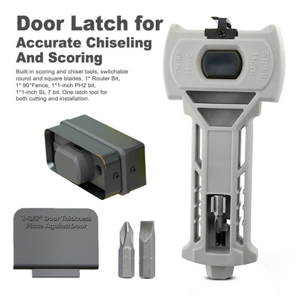 Multi-Function Door Lock Installation Chisel Tool with Interchangeable Scoring Blades, Wood Chisel, Screwdriver Bits and 90° Positioning Bracket for Precise Mortise Marking and Hardware Fitting (Green)