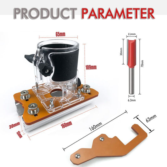 Multi-Function Router Slotting Jig with Adjustable Base for Woodworking Trimming, Grooving, and Hidden Fastener Installation on Boards and Panels (2nd Gen Slotting Plate + Positioner + Transparent Cover + Router Bit)