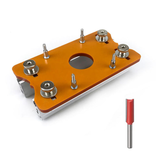 Multi-Function Router Slotting Jig with Adjustable Base for Woodworking Trimming, Grooving, and Hidden Fastener Installation on Boards and Panels (2nd Gen Slotting Plate + Router Bit)