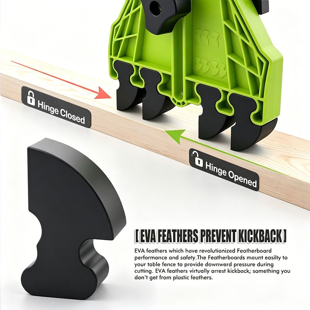 Versatile Woodworking Featherboard with EVA Pressure Teeth for Table Saws, Router Tables, and Band Saws, Enhancing Safety and Precision in Wood Cutting Tasks (Green, 1PCS)