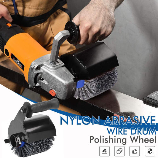 Nylon Abrasive Wire Drum Polishing Wheel for Portable Belt Sander and Angle Grinder, Rotary Brush for Wood Sanding, Metal Drawing, Rust Removal, Deburring and Surface Finishing (M14 Angle Grinder Conversion Kit)