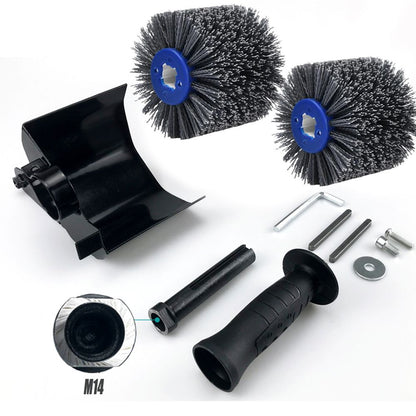Nylon Abrasive Wire Drum Polishing Wheel for Portable Belt Sander and Angle Grinder, Rotary Brush for Wood Sanding, Metal Drawing, Rust Removal, Deburring and Surface Finishing (M14 Kit with 2 Wire Drawing Wheels)