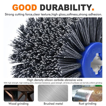 Nylon Abrasive Wire Drum Polishing Wheel for Portable Belt Sander and Angle Grinder, Rotary Brush for Wood Sanding, Metal Drawing, Rust Removal, Deburring and Surface Finishing (M14 Kit with 2 Wire Drawing Wheels)