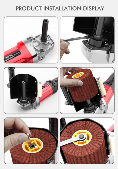Nylon Abrasive Wire Drum Polishing Wheel for Portable Belt Sander and Angle Grinder, Rotary Brush for Wood Sanding, Metal Drawing, Rust Removal, Deburring and Surface Finishing (M14 Kit with 2 Wire Drawing Wheels)