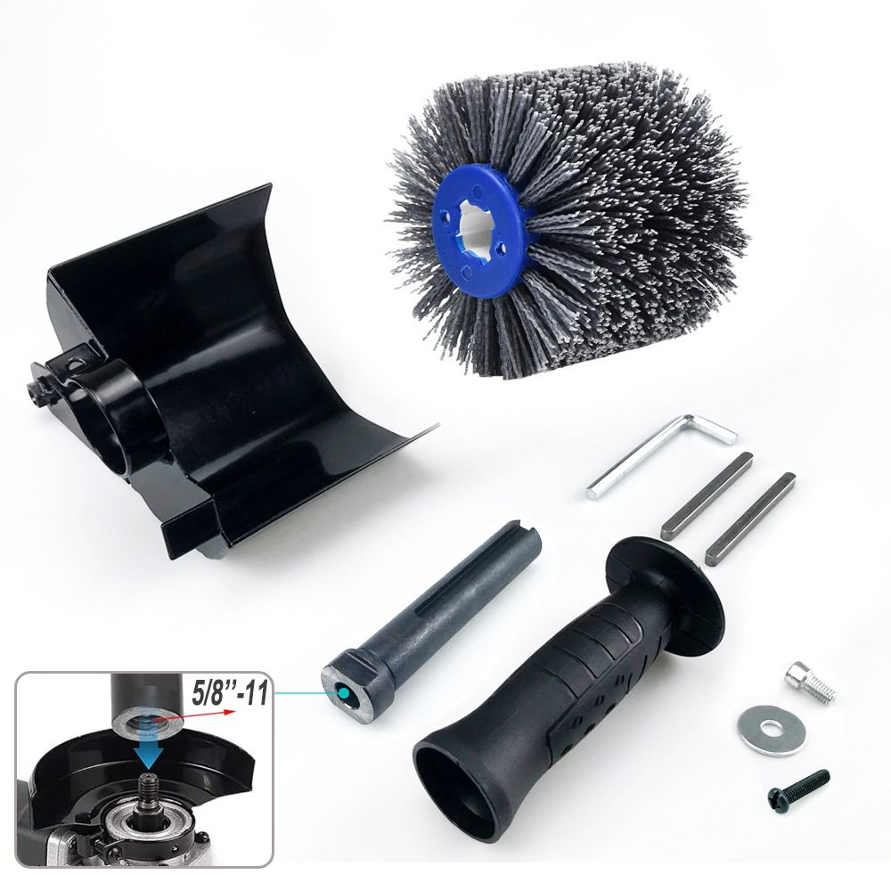 Nylon Abrasive Wire Drum Polishing Wheel for Portable Belt Sander and Angle Grinder, Rotary Brush for Wood Sanding, Metal Drawing, Rust Removal, Deburring and Surface Finishing (M14 Kit with 2 Wire Drawing Wheels)