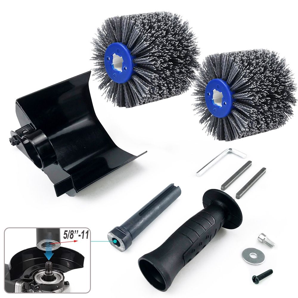 Nylon Abrasive Wire Drum Polishing Wheel for Portable Belt Sander and Angle Grinder, Rotary Brush for Wood Sanding, Metal Drawing, Rust Removal, Deburring and Surface Finishing (M14 Kit with 2 Wire Drawing Wheels)