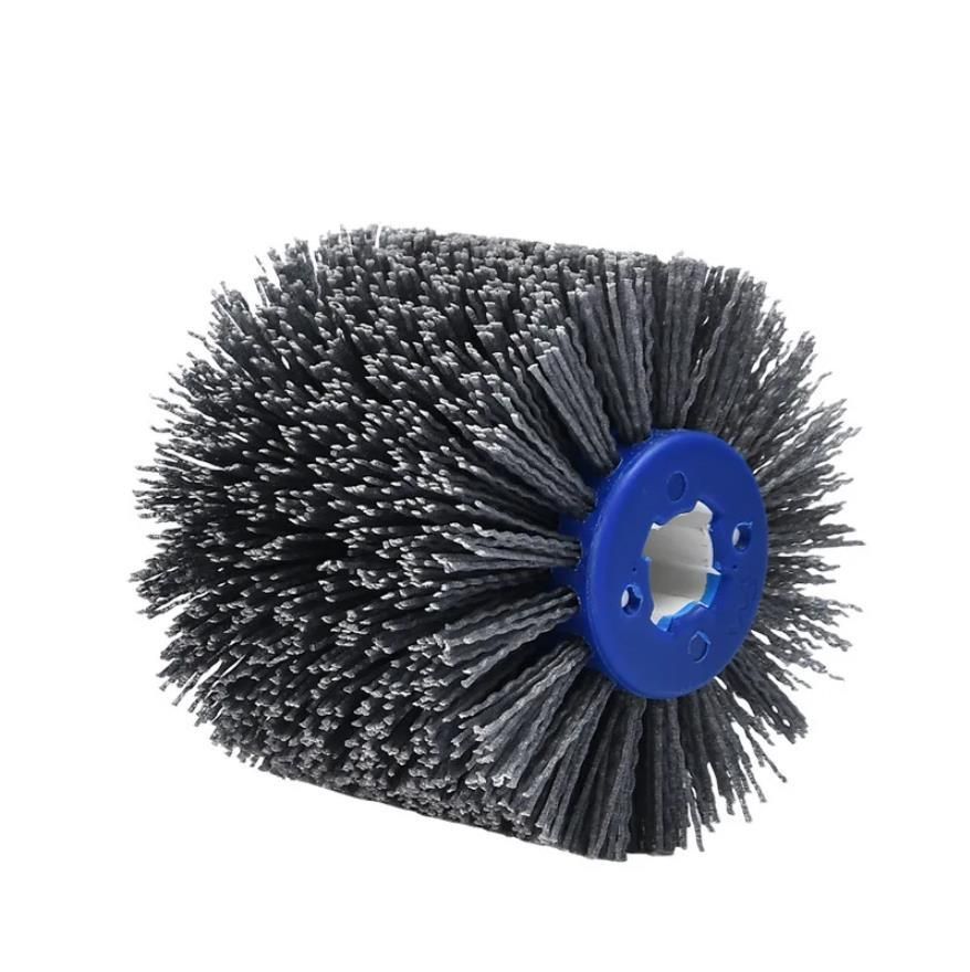 Nylon Abrasive Wire Drum Polishing Wheel for Portable Belt Sander and Angle Grinder, Rotary Brush for Wood Sanding, Metal Drawing, Rust Removal, Deburring and Surface Finishing (M14 Kit with 2 Wire Drawing Wheels)