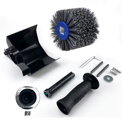 Nylon Abrasive Wire Drum Polishing Wheel for Portable Belt Sander and Angle Grinder, Rotary Brush for Wood Sanding, Metal Drawing, Rust Removal, Deburring and Surface Finishing (M14 Kit with 2 Wire Drawing Wheels)