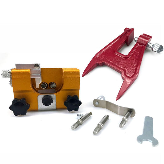 Manual Chainsaw Chain Sharpener with Diamond Burr and Clamping Jig for Outdoor Logging and Woodworking Maintenance (Sharpener (3 Heads + 1 Bracket))