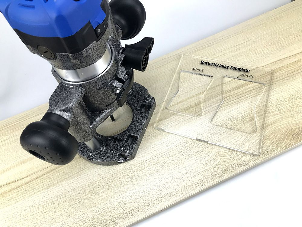 Transparent Acrylic Butterfly Inlay Template Router Jig for Woodworking Joiners Decorative Inlay Repair and Furniture Crafting (C)