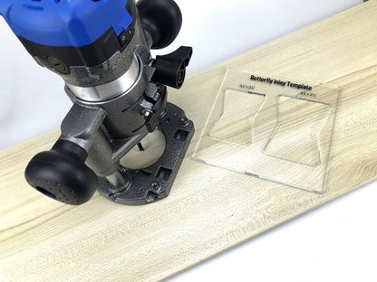 Transparent Acrylic Butterfly Inlay Template Router Jig for Woodworking Joiners Decorative Inlay Repair and Furniture Crafting (C)