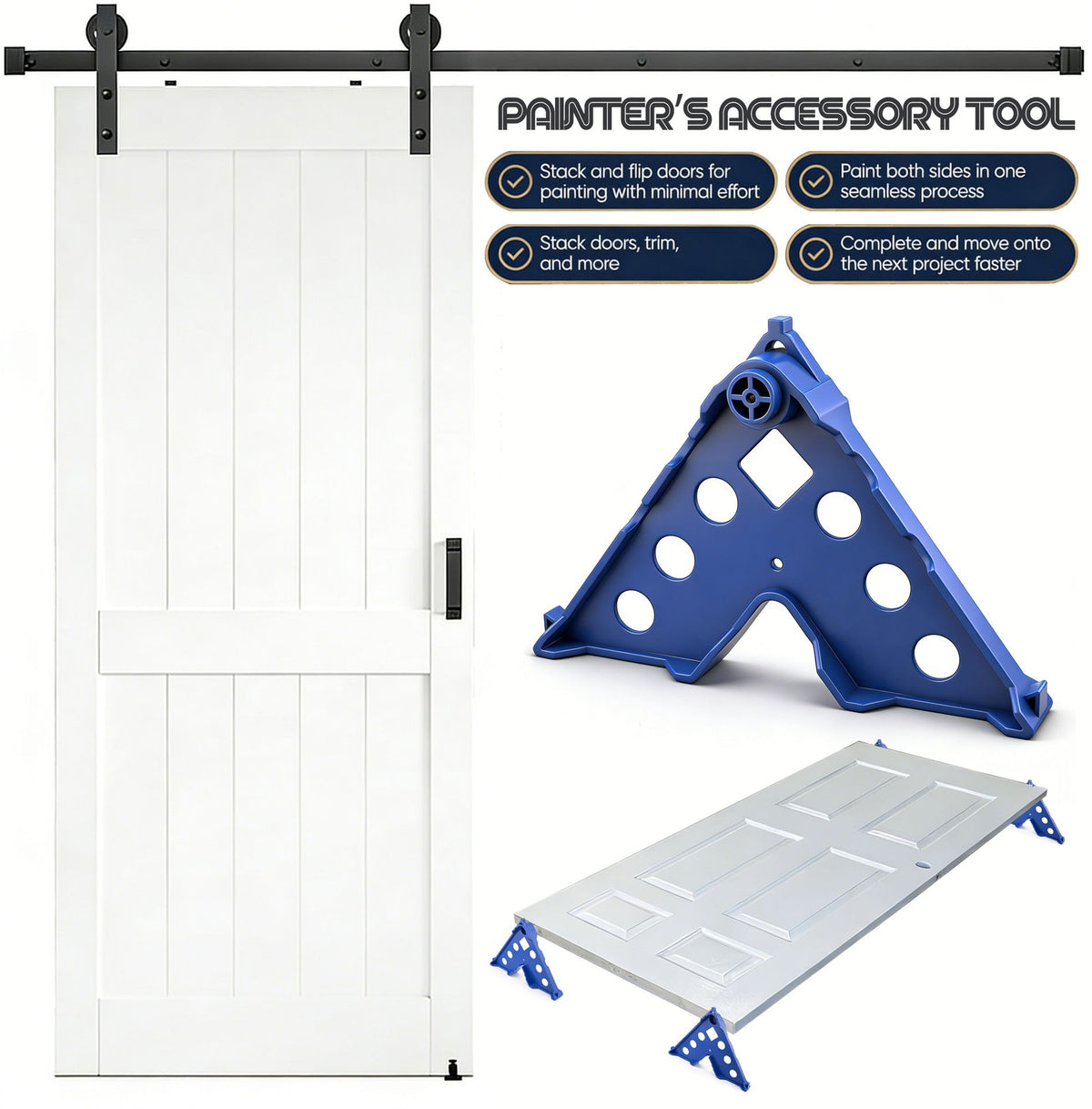 7-in-1 Painter's Support Stand Tool for Doors Cabinets Trim and Small Painting Projects, Heavy Duty Stackable Painting Rack for Brushes Rollers and Sprayers (12PCS)
