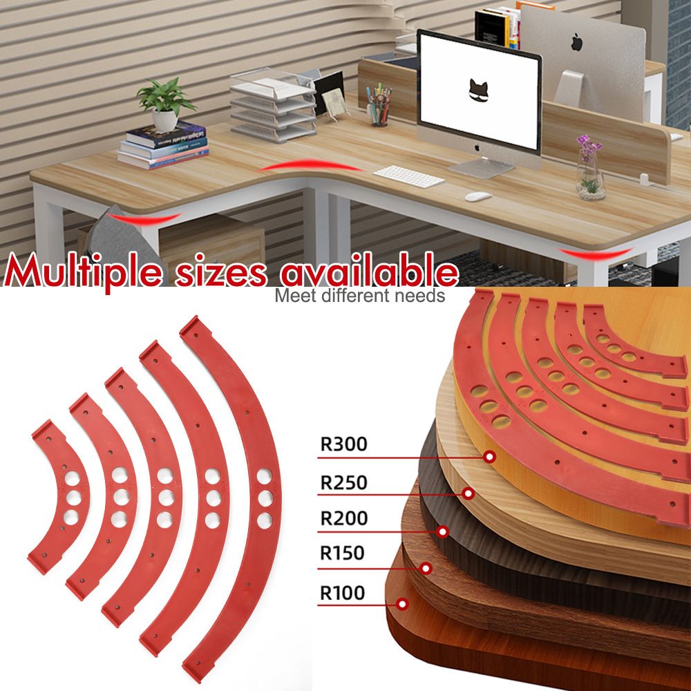 R100-R300 Arc Radius Template Set for Woodworking, Router Jig for Cutting Inner and Outer Rounded Corners on Desktops, Cabinets, Closets and Corner Shelves (F2522-R300)
