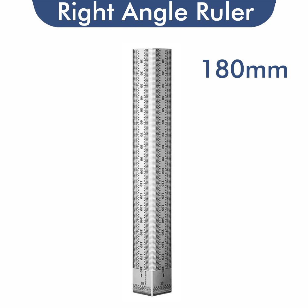 Stainless Steel Marking Gauge Ruler 180mm Right Angle Woodworking Scriber Measuring Tool for Tenon Joint Layout Drawing Design Engineering Precision Marking (Silver)