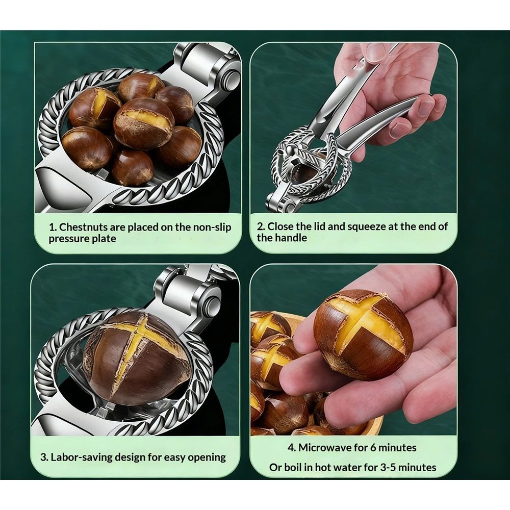 Chestnut Cutter Tool Chestnut Peeler Chestnut Opener Chestnut Cracker Quick Clip Chestnut Sheath Cutter Nut Cracker Sheller Kitchen Tool Machine Stainless Steel Blade