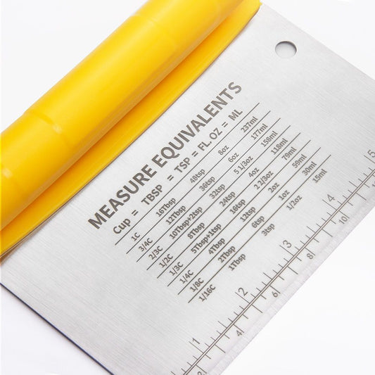 2 pack Bench Scraper Dough Cutter Tool - Bowl Pastry Scraper for Bread Cake Pizza, Bench Knife Kitchen Dough Scraper for Baking, Stainless Steel Food Scraper,yellow