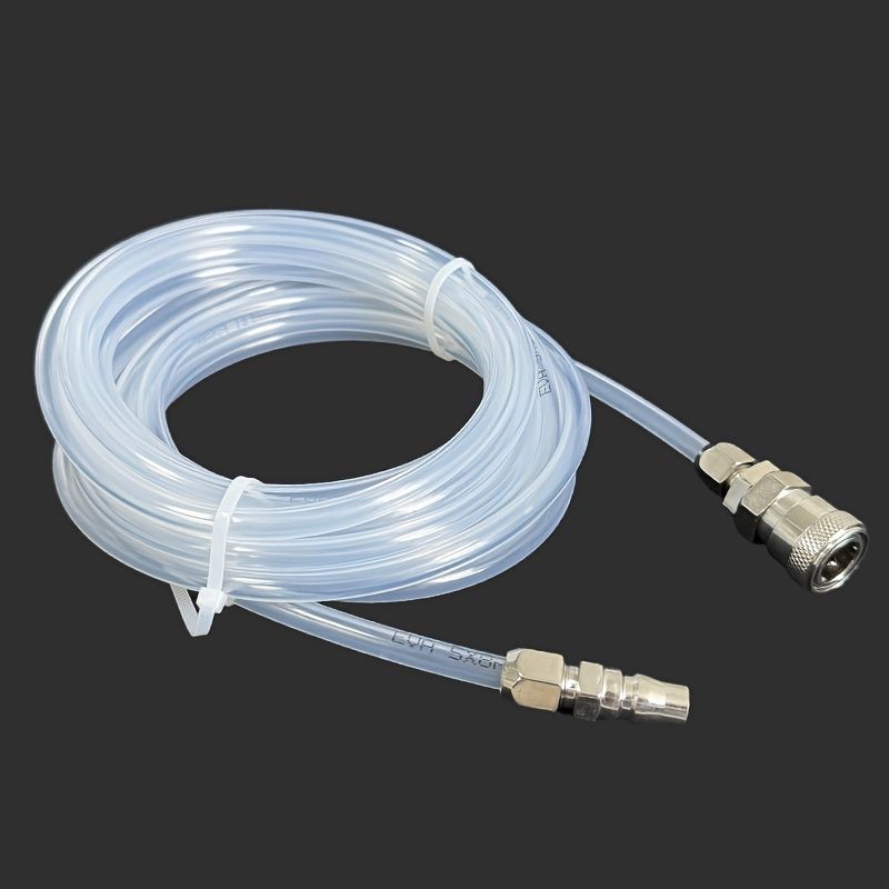 Flexible Tube 5M/196.85Inch Pneumatic Hose, Outer Diameter 8Mm, Inner Diameter 5Mm, Transparent Durable Air Compressor Hose with Metal Connector, No Electricity Needed 5.0 meter Transparent