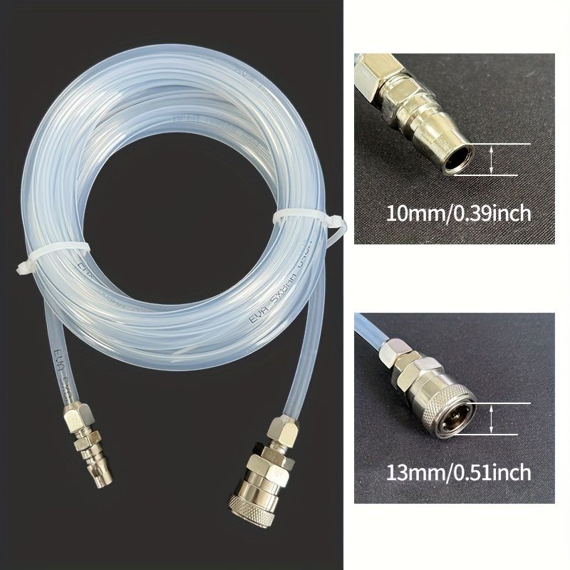 Flexible Tube 5M/196.85Inch Pneumatic Hose, Outer Diameter 8Mm, Inner Diameter 5Mm, Transparent Durable Air Compressor Hose with Metal Connector, No Electricity Needed 5.0 meter Transparent