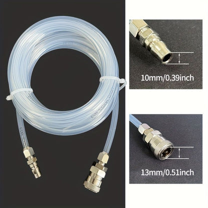 Flexible Tube 5M/196.85Inch Pneumatic Hose, Outer Diameter 8Mm, Inner Diameter 5Mm, Transparent Durable Air Compressor Hose with Metal Connector, No Electricity Needed 5.0 meter Transparent