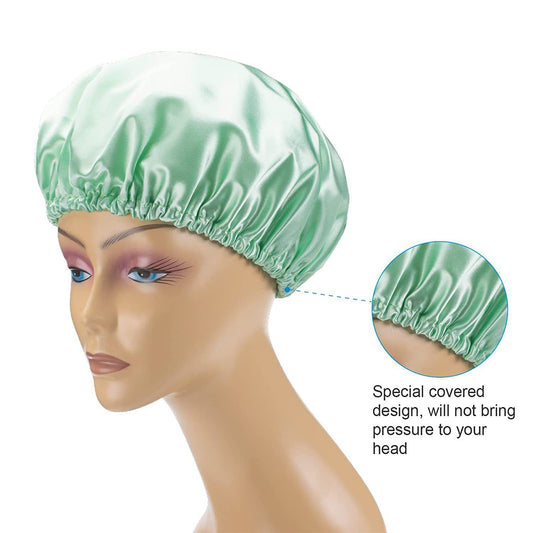 Shower Caps for Women Reusable Waterproof, 4 Pack Women Shower Caps Reusable EVA Hair Cap for Shower Double