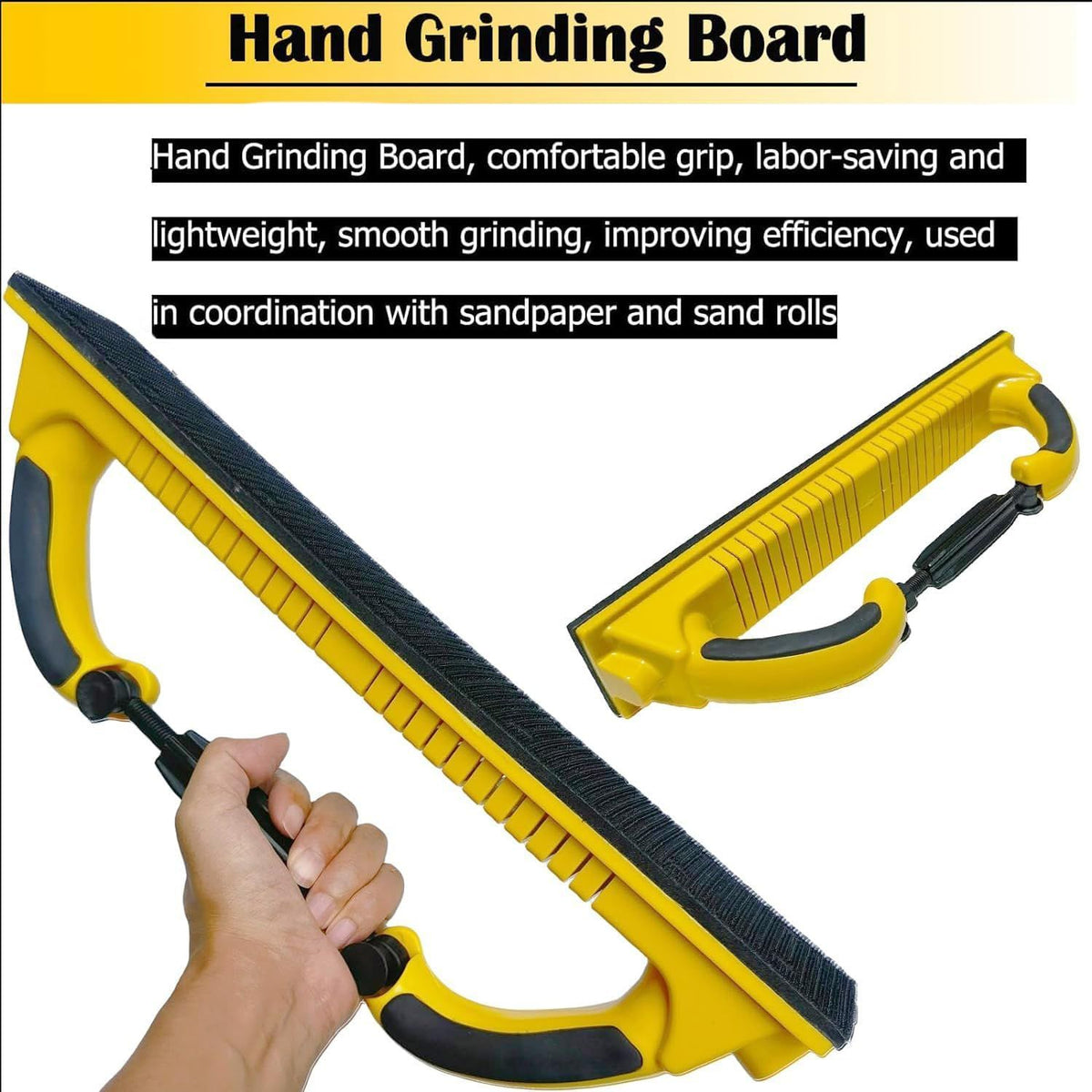 Adjustable Radius Flex Longboard Hand Sanding File Block with Hook & Loop Backing - Use Continuous Rolls or Sandpaper Sheets