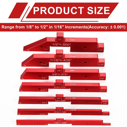 7pcs Precision Setup Blocks,Router Table Setup Bars, Aluminum Setup Blocks Height Gauge Set for Router Table Saw Accessories (Red)
