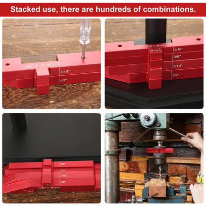 7pcs Precision Setup Blocks,Router Table Setup Bars, Aluminum Setup Blocks Height Gauge Set for Router Table Saw Accessories (Red)