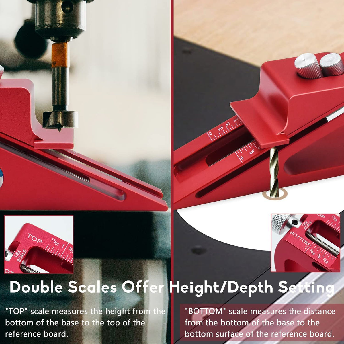 Adjustable Setup Block Height Gauge, Aluminum Precision Woodworking Tools for Router and Table Saw Accessories