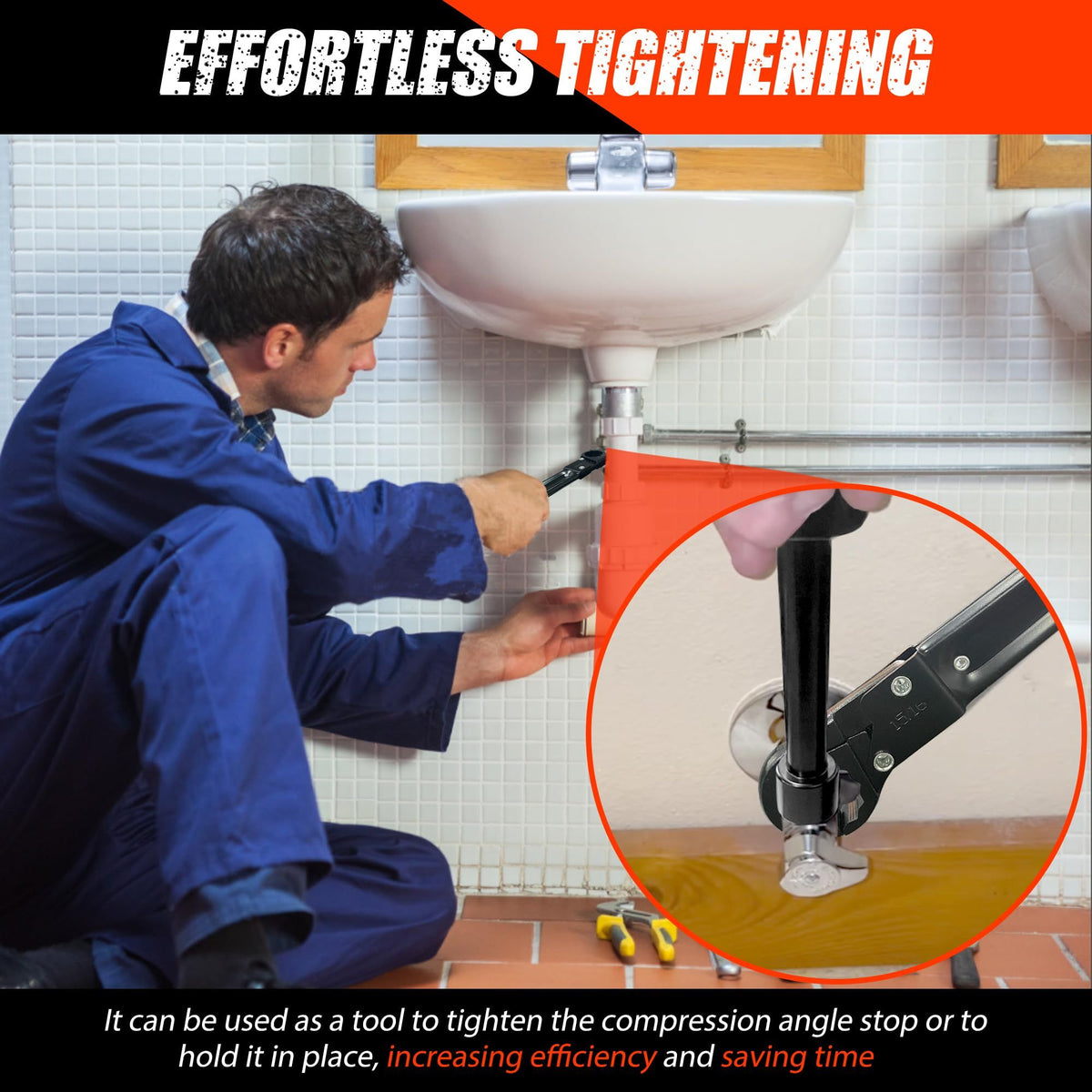 Angle Stop Wrench, Plumbing Wrench. Professional Plumbing Toolset For Easy Angle Stop And Supply Nut Installation