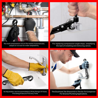 Angle Stop Wrench, Plumbing Wrench. Professional Plumbing Toolset For Easy Angle Stop And Supply Nut Installation