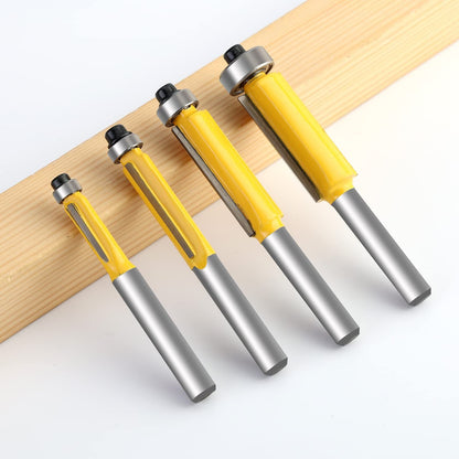 Flush Trim Router Bit Set Top Bearing Flush Trim Router bit 1/4 Shank Milling Cutting Diameter Flush Flush Trim Router bits 4PCS