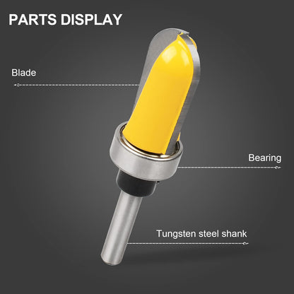 4Pcs 1/4" Shank Carbide Round Nose Groove Router Bit Set Template Router planing Head Set with Ball Bearing Engraving Router
