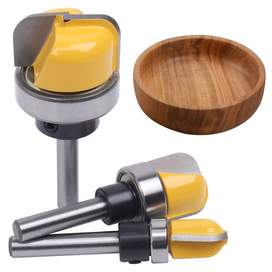 3Pcs 1/4" Shank Carbide Round Nose Groove Router Bit Set Template Router planing Head Set with Ball Engraving Router planing