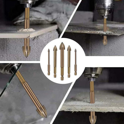 Drill Bit 5 Pcs Efficient Universal Drilling Tool Cross Alloy Drill Bits Metal Drilling Woodworking Tools Small incision