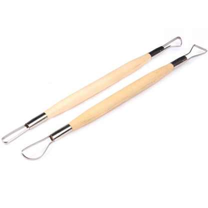 6PCS Clay Sculpture Tool Double Sided Special Small Loop Scraper Knife Ceramic Pottery Sharper Tool with Smooth Wooden Handle