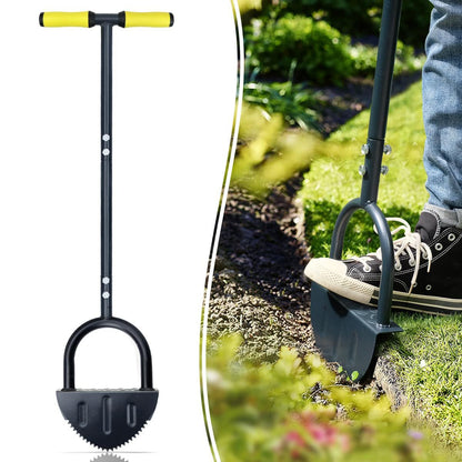 Saw-Tooth Edger Lawn Tool, Half Moon Lawn Edger with T-Grip, Sidewalk Grass Long Handled Step Edger, 38-Inch