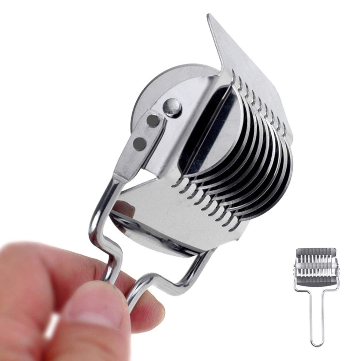 Noodle Cutter roller, Non-slip comfort handle High Grade Stainless Steel Manual Noodle Roller Dough Cutter Tool (6.3x2.36inch)