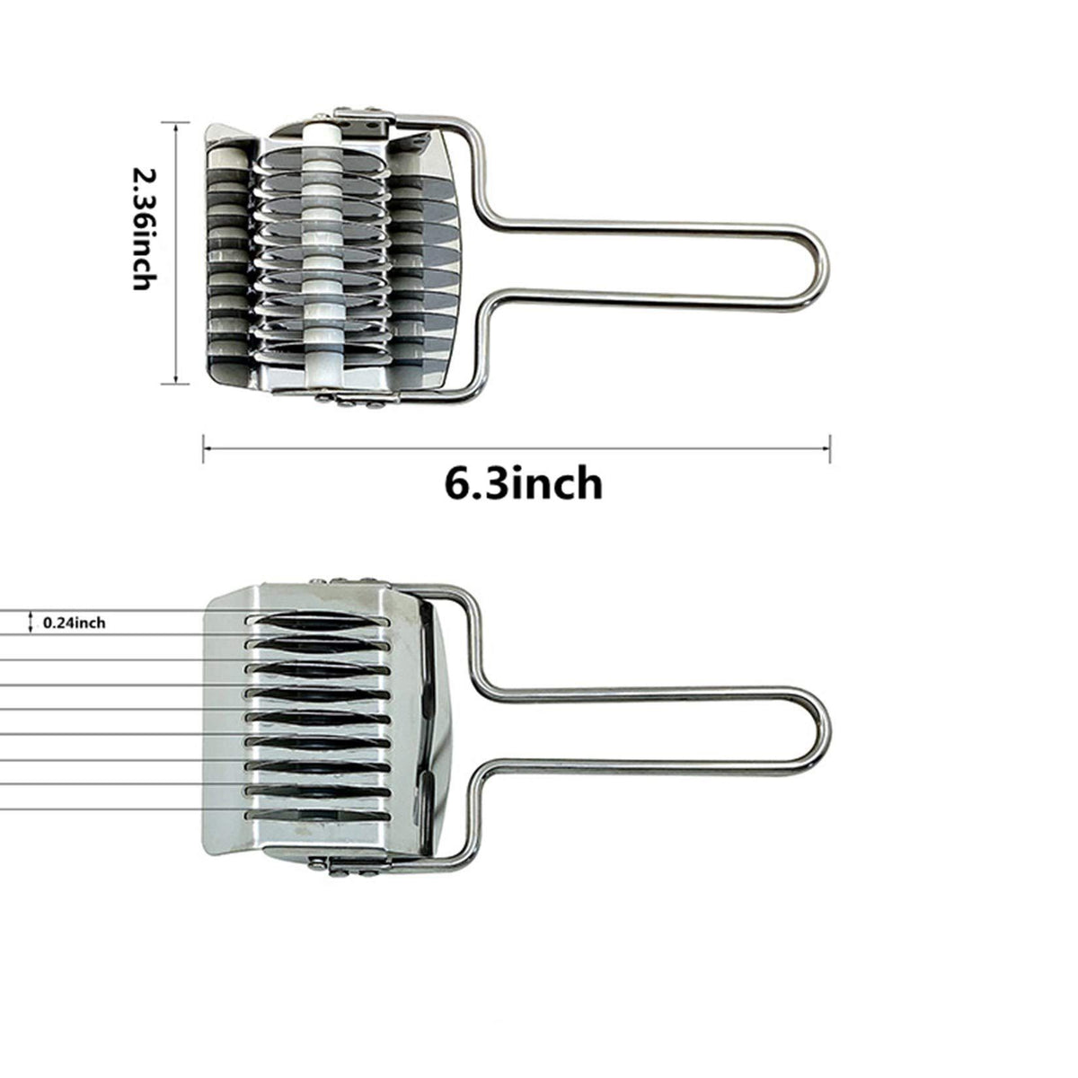 Noodle Cutter roller, Non-slip comfort handle High Grade Stainless Steel Manual Noodle Roller Dough Cutter Tool (6.3x2.36inch)