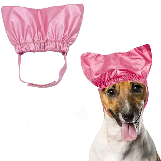 Pet Shower Cap - Waterproof Reusable Bath Ear Covers with Adjustable Strap Prevent Water in Ears Elastic Headgear for Cat Dog