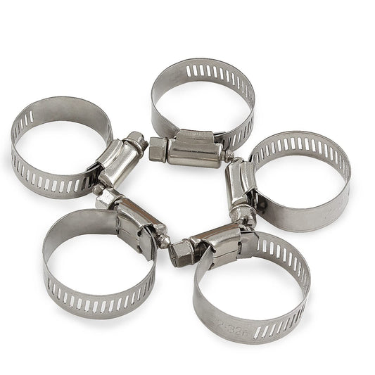 5 Pcs Stainless Steel Hose Clamps, Adjustable 18-32MM Range Worm Gear Hose Clamps for Pipe, Intercooler, Plumbing