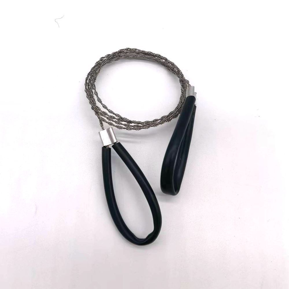 2 Pcs Pipe Cable Saw Stainless Steel Wire Saw Portable String Rope Saw Survival Wire Saw for Hiking Camping Hunting, Red & Black