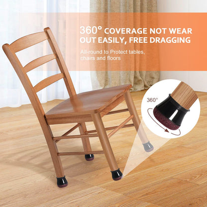 Chair Leg Floor Protectors Chair Leg Protectors for Hardwood Floors Felt Silicone Caps Strengthen Bottom 16 Pack (19~28mm)