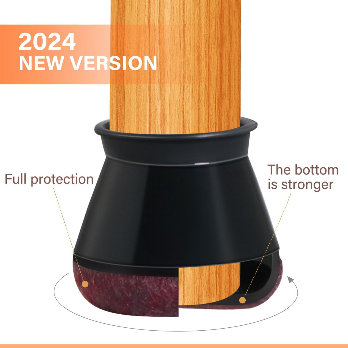 Chair Leg Floor Protectors Chair Leg Protectors for Hardwood Floors Felt Silicone Caps Strengthen Bottom 16 Pack (19~28mm)