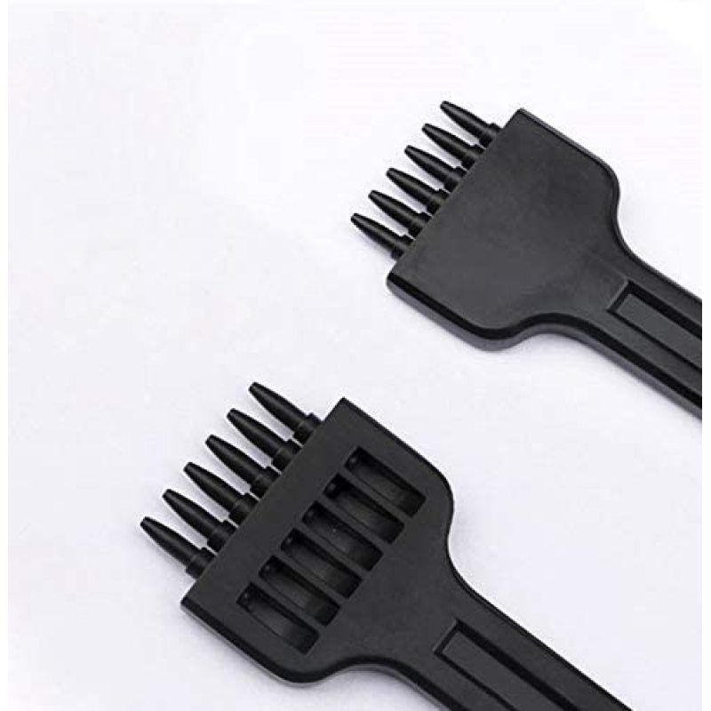 Leather Stitching chisels Round Hole Punching Tool 4mm 2/4/6 Claw Tooth Set for DIY Leather Craft (Black-3pcs)
