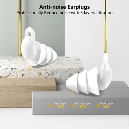 Ear Plugs for Sleeping Noise Cancelling,Reusable Silicon Earplugs Noise Reduction for Work Snoring Swimming Concert Shooting-White